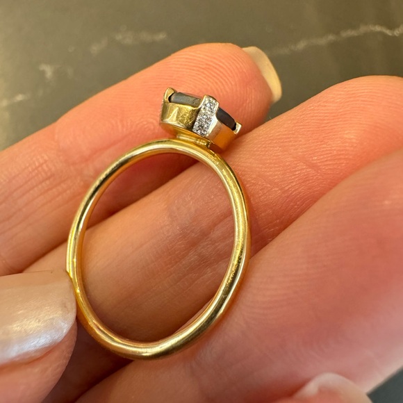 100% 1 Carat Natural Black Diamond 14K Solid Gold Ring - Picture 3 of 6